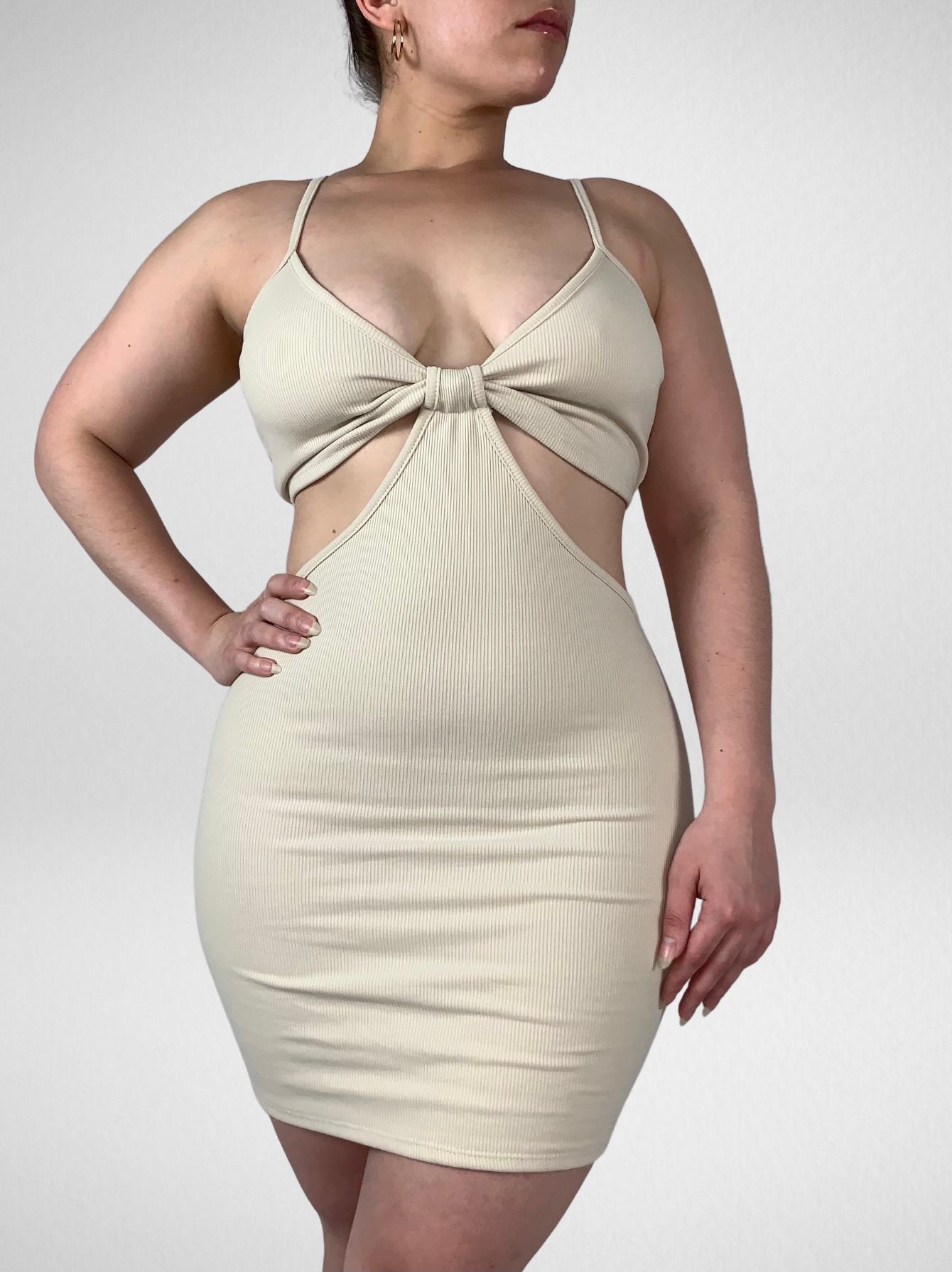 Summer Time Fine Cream Cutout Dress