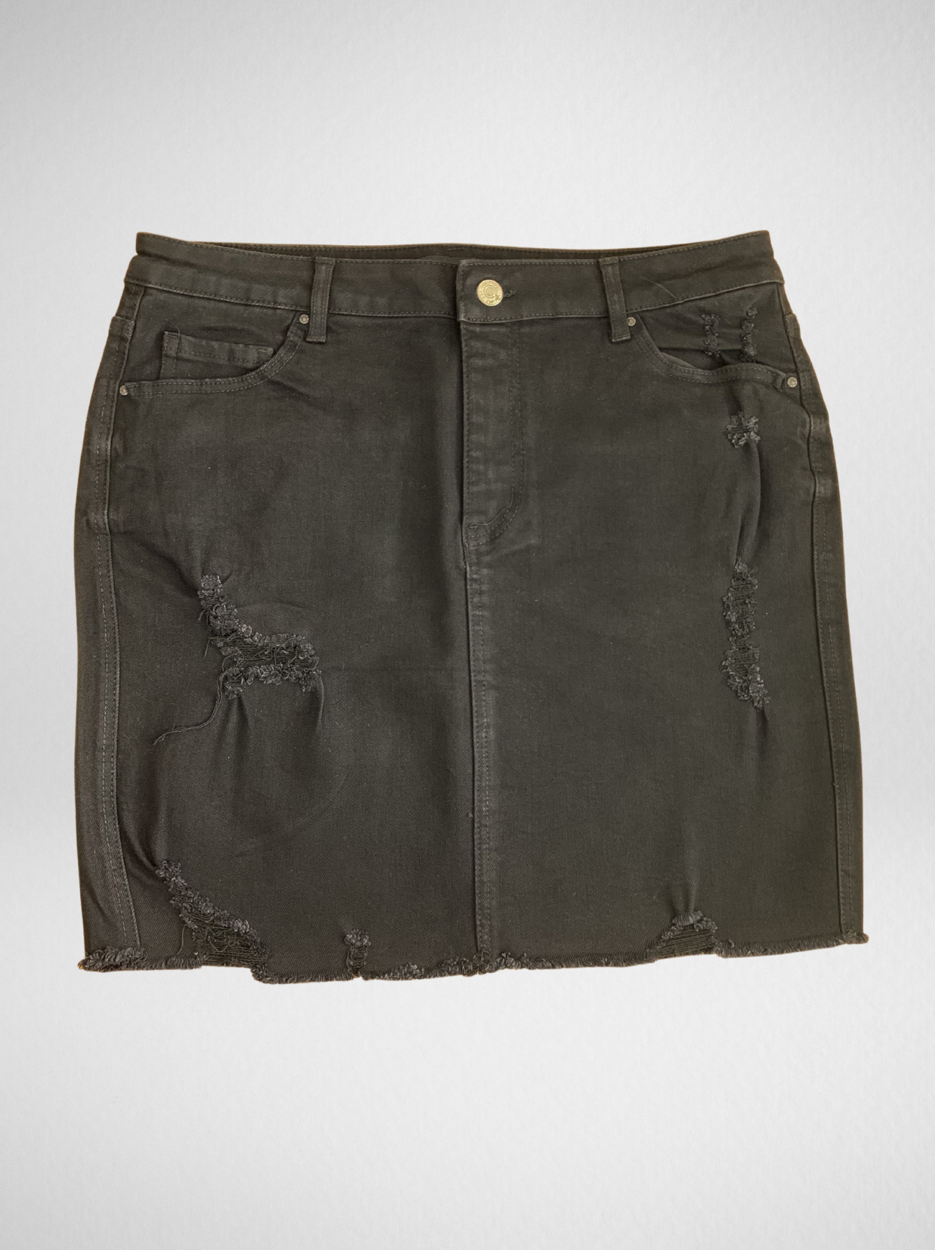 On The Edge Plus Size Denim Mini Skirt