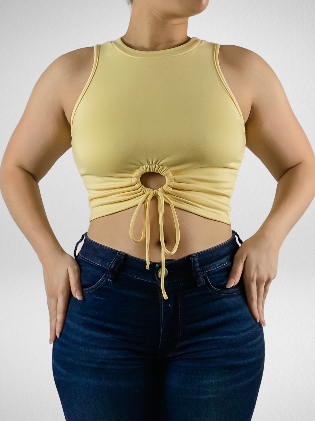 Peek A Boo Yellow Crop Top