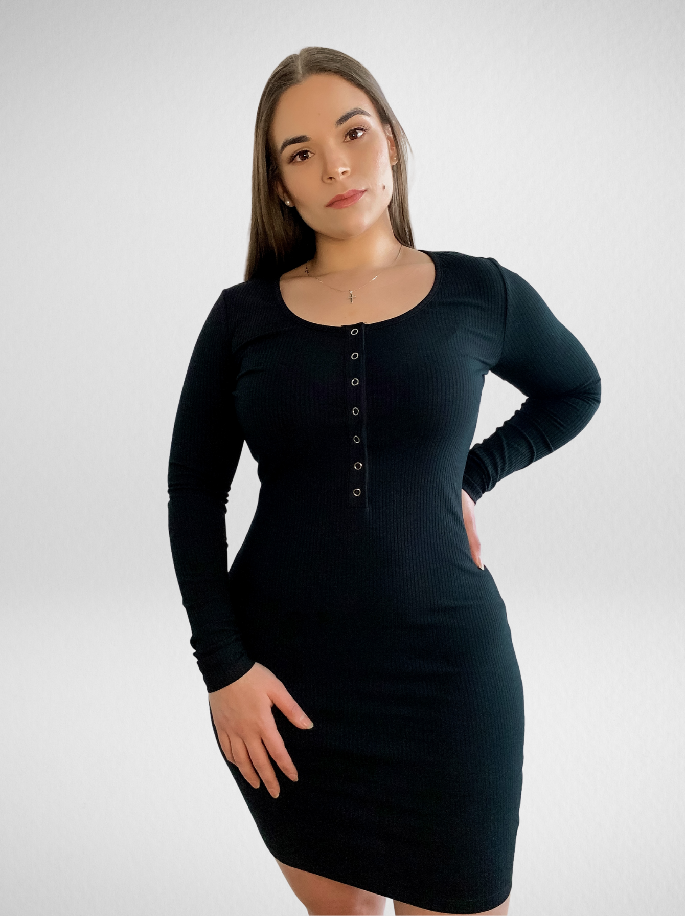 Casual But Cute Black Ribbed Mini Dress
