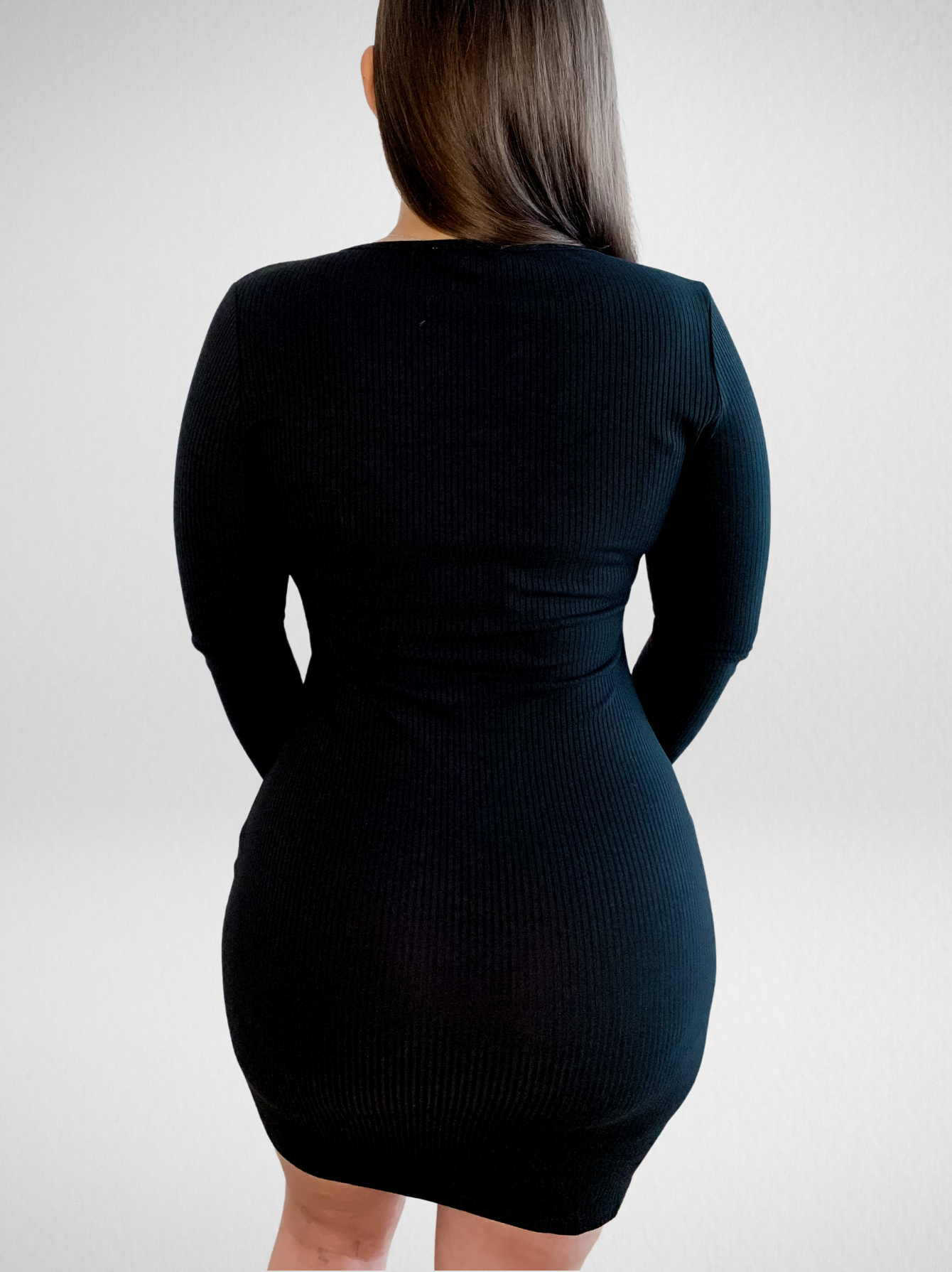 Casual But Cute Black Ribbed Mini Dress