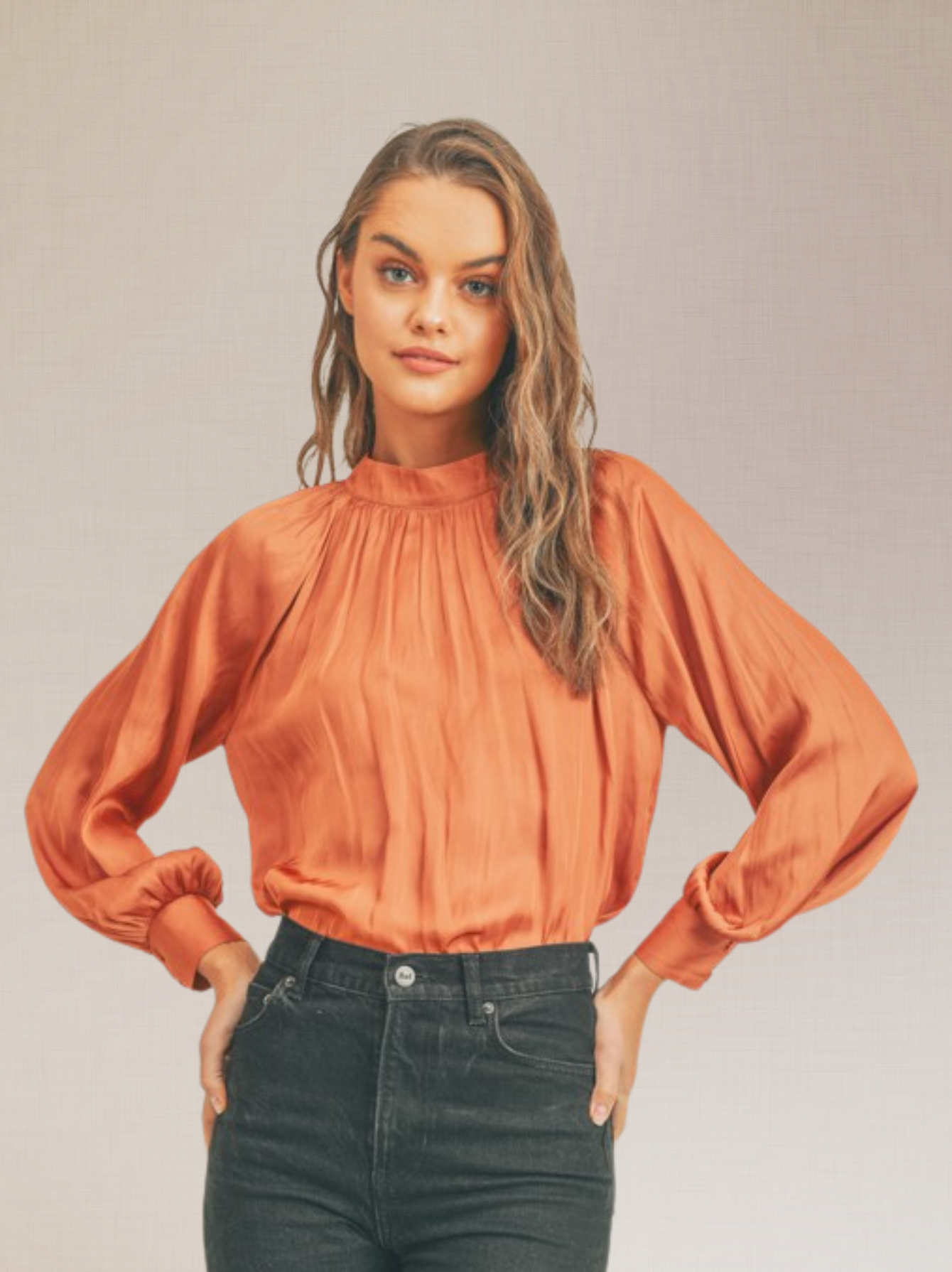 Pumpkin Spice Satin Clay Blouse