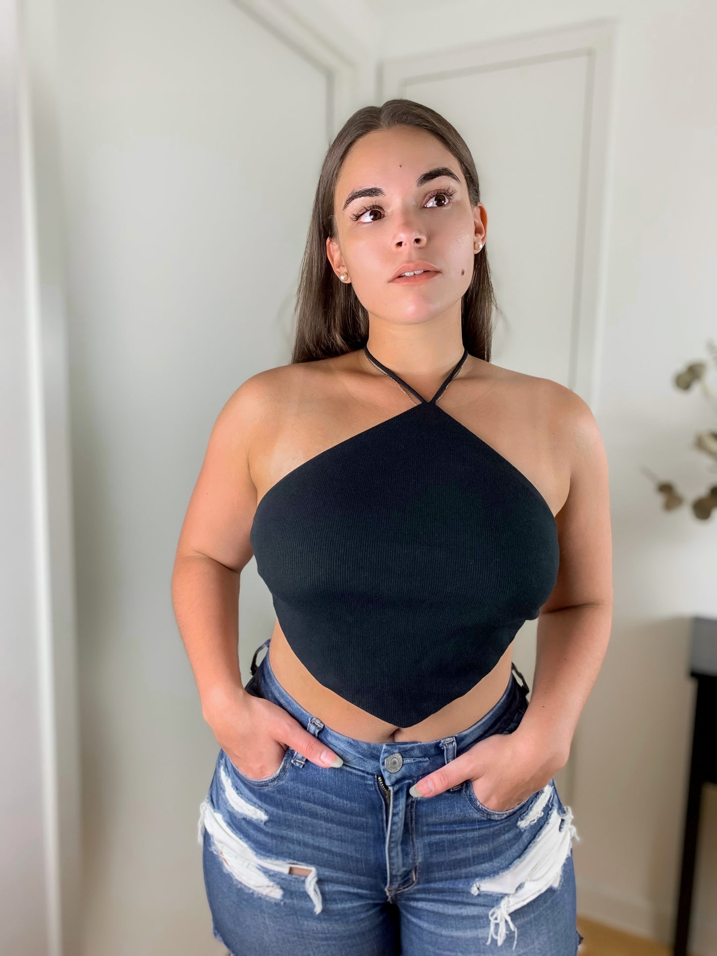 Taking Chances Black Crop Top