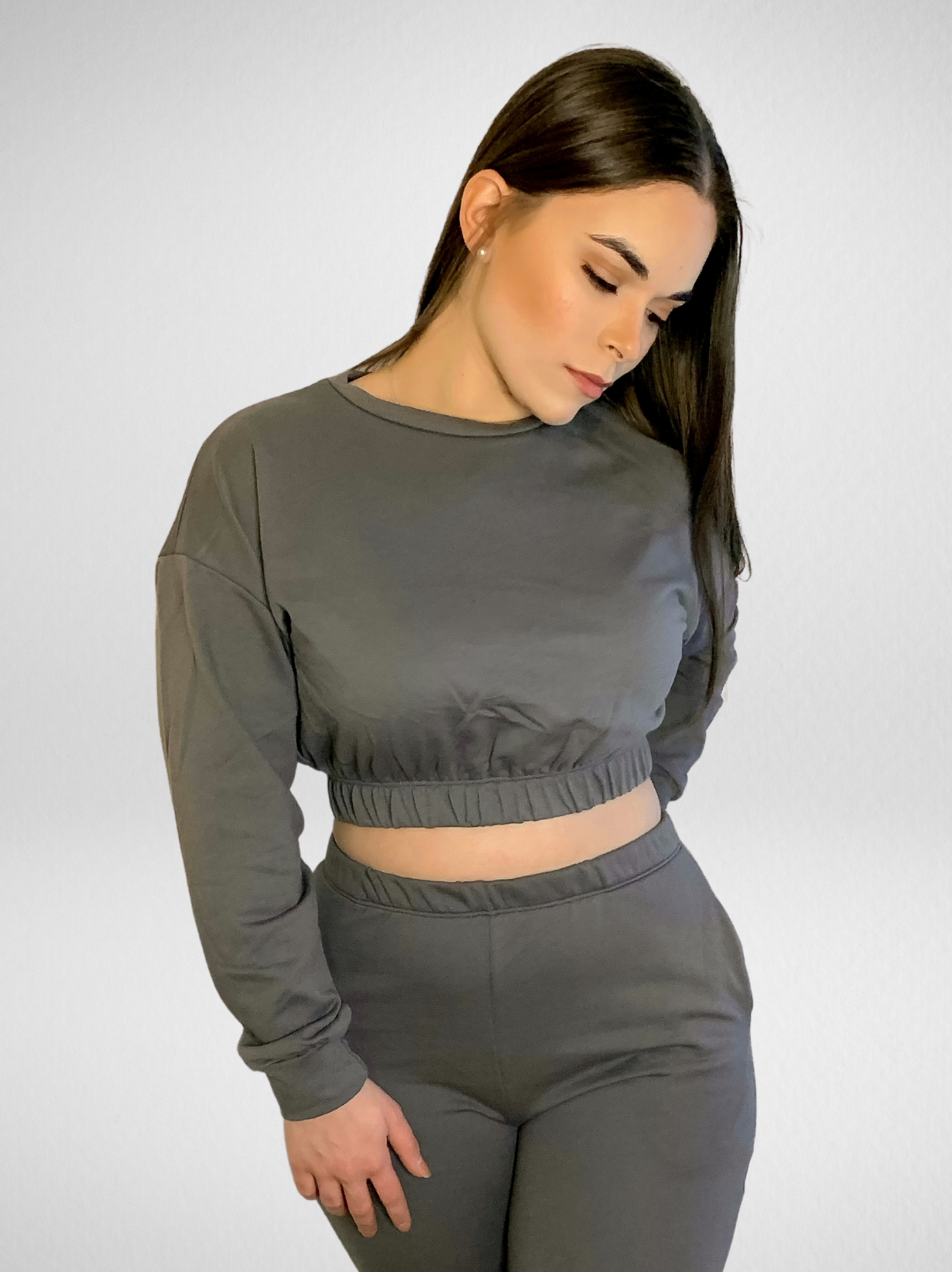 Homebody Charcoal Lounge Crop Top